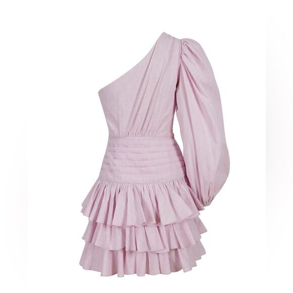 GIGIIs SOLEIL One Shoulder Soft Pink Tiered Dress  size S - Picture 5 of 8